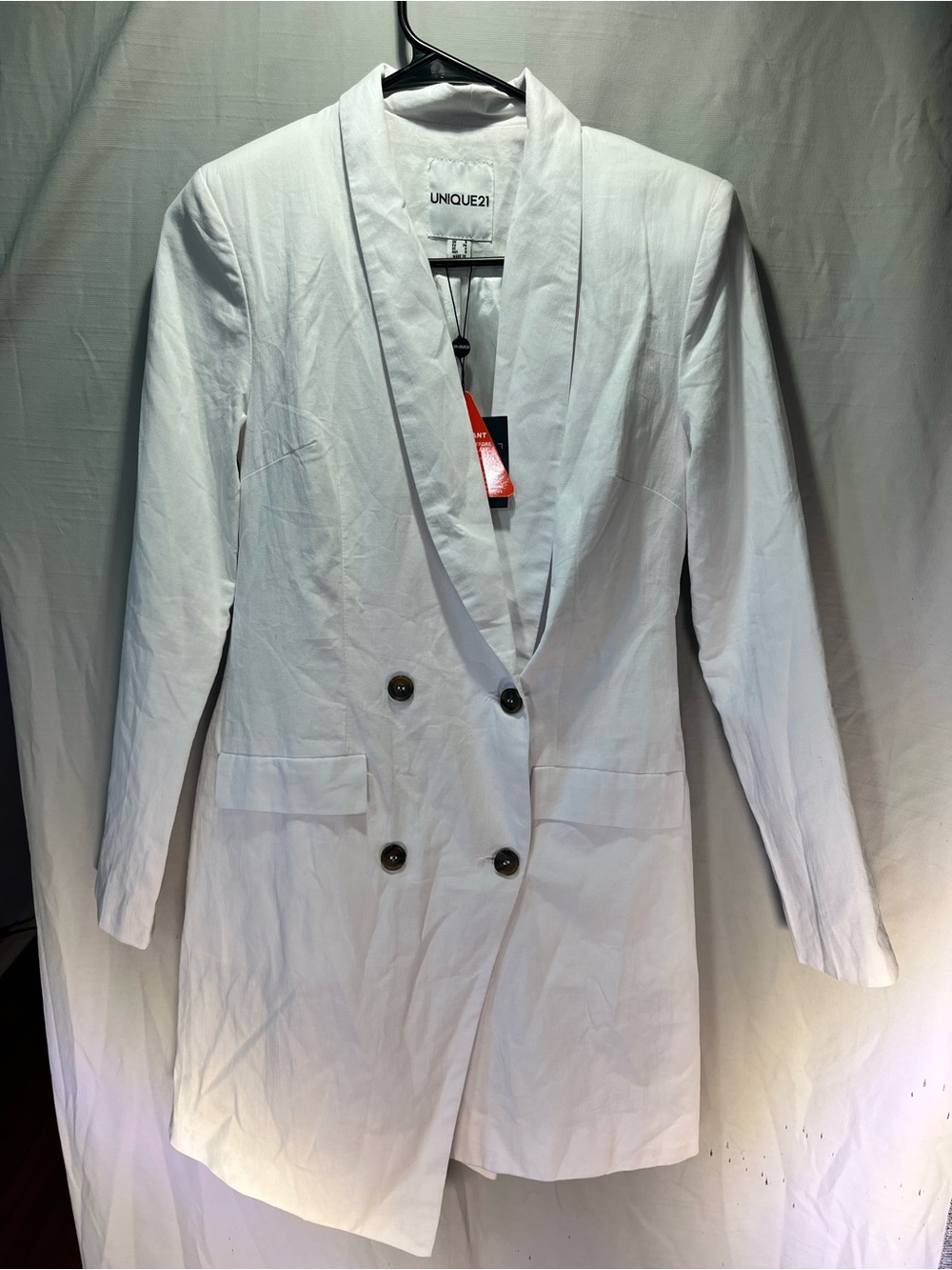 Unique21 size 2 White Double-Breasted Blazer Coat nwt